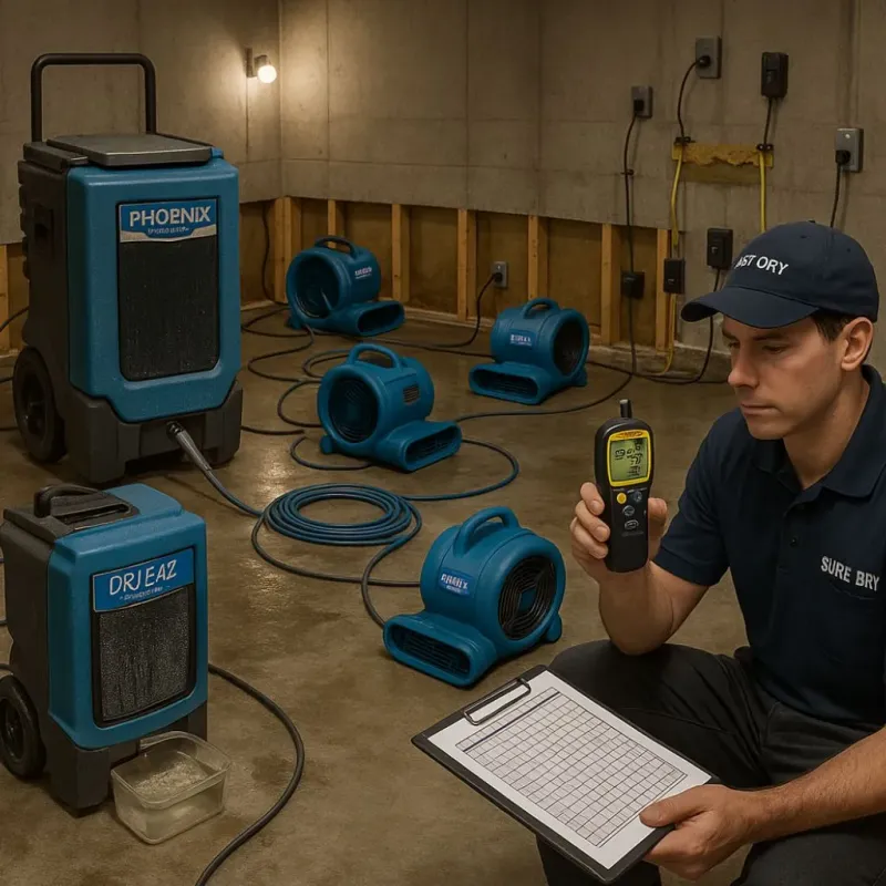 Structural Drying and Dehumidification process in Saticoy, CA